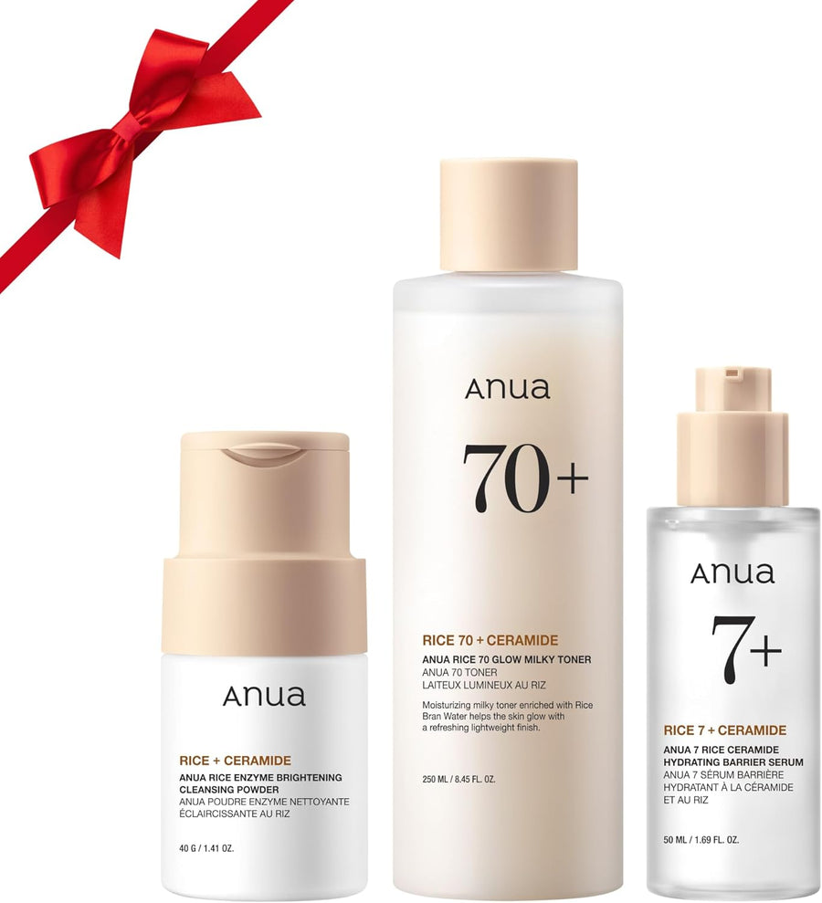 Anua Rice Trio Set : Rice Cleansing Powder & Milky Toner & Hydrating Serum - skin28